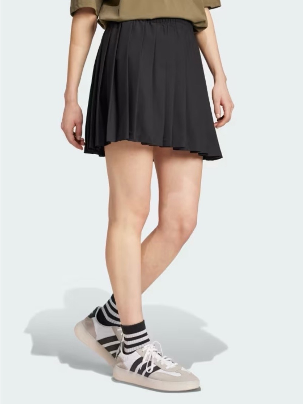 Adidas Tiro Pleated Mini Skirt NEW Womens Medium Pull On Black Trefoil Logo